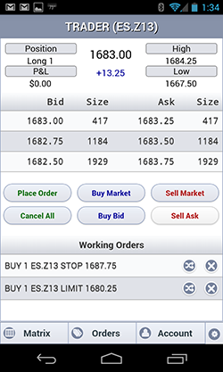 Mobile Advanced Trader Screenshot
